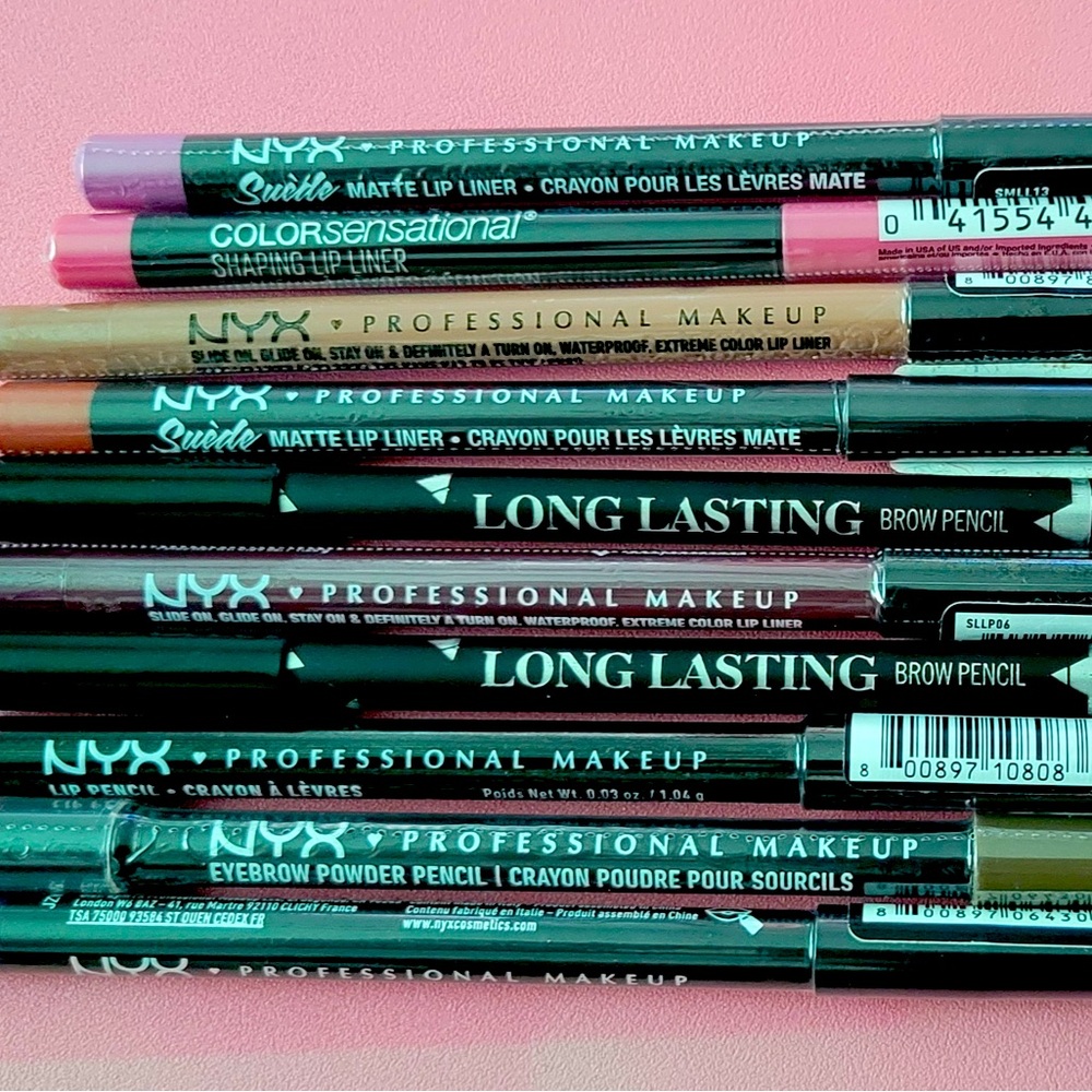 NYX Matte and Long Lasting Brow Pencil Set - Black, Brown, Pink New